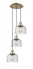  113F-3P-AB-G74 - Cone - 3 Light - 14 inch - Antique Brass - Cord hung - Multi Pendant