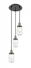  113F-3P-BAB-G314 - Dover - 3 Light - 11 inch - Black Antique Brass - Cord hung - Multi Pendant