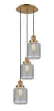  113F-3P-BB-G262 - Stanton - 3 Light - 13 inch - Brushed Brass - Cord hung - Multi Pendant