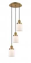  113F-3P-BB-G51 - Cone - 3 Light - 12 inch - Brushed Brass - Cord hung - Multi Pendant