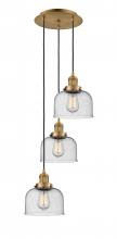  113F-3P-BB-G74 - Cone - 3 Light - 14 inch - Brushed Brass - Cord hung - Multi Pendant