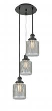  113F-3P-BK-G262 - Stanton - 3 Light - 13 inch - Matte Black - Cord hung - Multi Pendant