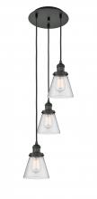  113F-3P-BK-G64 - Cone - 3 Light - 13 inch - Matte Black - Cord hung - Multi Pendant