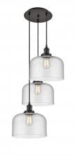  113F-3P-OB-G74-L - Cone - 3 Light - 18 inch - Oil Rubbed Bronze - Cord hung - Multi Pendant