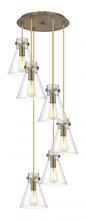  116-410-1PS-BB-G411-8SDY - Newton Cone - 6 Light - 19 inch - Brushed Brass - Multi Pendant