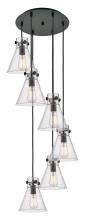  116-410-1PS-BK-G411-8SDY - Newton Cone - 6 Light - 19 inch - Matte Black - Multi Pendant