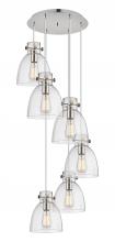  116-410-1PS-PN-G412-8SDY - Newton Bell - 6 Light - 19 inch - Polished Nickel - Multi Pendant