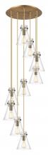  119-410-1PS-BB-G411-8SDY - Newton Cone - 9 Light - 22 inch - Brushed Brass - Multi Pendant