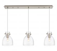  123-410-1PS-SN-G412-8CL - Newton Bell - 3 Light - 40 inch - Brushed Satin Nickel - Linear Pendant