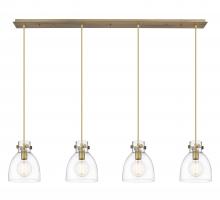  124-410-1PS-BB-G412-8CL - Newton Bell - 4 Light - 52 inch - Brushed Brass - Linear Pendant