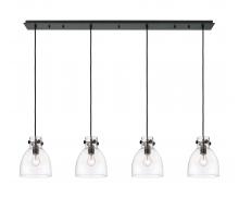  124-410-1PS-BK-G412-8CL - Newton Bell - 4 Light - 52 inch - Matte Black - Linear Pendant