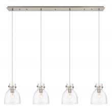  124-410-1PS-SN-G412-8CL - Newton Bell - 4 Light - 52 inch - Brushed Satin Nickel - Linear Pendant