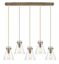  125-410-1PS-BB-G411-8SDY - Newton Cone - 5 Light - 40 inch - Brushed Brass - Linear Pendant