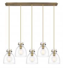  125-410-1PS-BB-G412-8CL - Newton Bell - 5 Light - 40 inch - Brushed Brass - Linear Pendant