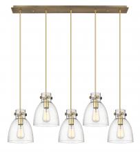  125-410-1PS-BB-G412-8SDY - Newton Bell - 5 Light - 40 inch - Brushed Brass - Linear Pendant