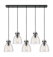  125-410-1PS-BK-G412-8SDY - Newton Bell - 5 Light - 40 inch - Matte Black - Linear Pendant