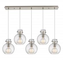  125-410-1PS-SN-G410-8SDY - Newton Sphere - 5 Light - 40 inch - Brushed Satin Nickel - Cord hung - Linear Pendant