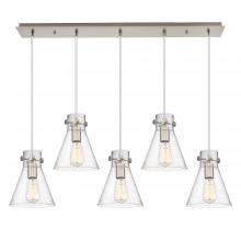  125-410-1PS-SN-G411-8SDY - Newton Cone - 5 Light - 40 inch - Brushed Satin Nickel - Linear Pendant