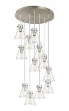  126-410-1PS-SN-G411-8SDY - Newton Cone - 12 Light - 27 inch - Brushed Satin Nickel - Multi Pendant