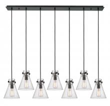  127-410-1PS-BK-G411-8SDY - Newton Cone - 7 Light - 52 inch - Matte Black - Linear Pendant