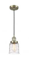  201C-AB-G513 - Bell - 1 Light - 5 inch - Antique Brass - Cord hung - Mini Pendant