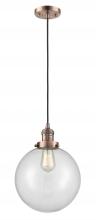  201C-AC-G202-10 - Beacon - 1 Light - 10 inch - Antique Copper - Cord hung - Mini Pendant