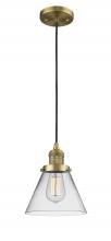  201C-BB-G42 - Cone - 1 Light - 8 inch - Brushed Brass - Cord hung - Mini Pendant