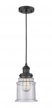  201C-BK-G184 - Canton - 1 Light - 6 inch - Matte Black - Cord hung - Mini Pendant