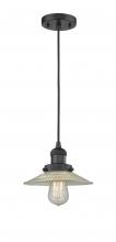  201C-BK-G2 - Halophane - 1 Light - 9 inch - Matte Black - Cord hung - Mini Pendant