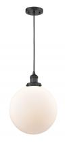  201C-BK-G201-12 - Beacon - 1 Light - 12 inch - Matte Black - Cord hung - Mini Pendant