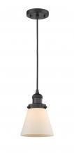  201C-BK-G61 - Cone - 1 Light - 6 inch - Matte Black - Cord hung - Mini Pendant