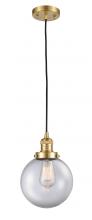  201C-SG-G202-8 - Beacon - 1 Light - 8 inch - Satin Gold - Cord hung - Mini Pendant