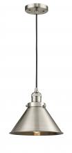  201C-SN-M10-SN - Briarcliff - 1 Light - 10 inch - Brushed Satin Nickel - Cord hung - Mini Pendant