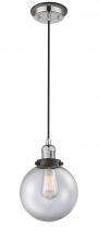  201CBP-PNBK-G202-8 - Beacon - 1 Light - 8 inch - Polished Nickel - Cord hung - Mini Pendant