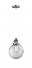  201CSW-AB-G202-8 - Beacon - 1 Light - 8 inch - Antique Brass - Cord hung - Mini Pendant