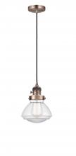  201CSW-AC-G322 - Olean - 1 Light - 7 inch - Antique Copper - Cord hung - Mini Pendant