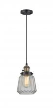  201CSW-BAB-G142 - Chatham - 1 Light - 7 inch - Black Antique Brass - Cord hung - Mini Pendant