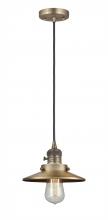  201CSW-BB-M4 - Railroad - 1 Light - 8 inch - Brushed Brass - Cord hung - Mini Pendant