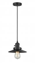  201CSW-BK-M6 - Railroad - 1 Light - 8 inch - Matte Black - Cord hung - Mini Pendant