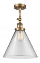  201F-BB-G42-L - Cone - 1 Light - 12 inch - Brushed Brass - Semi-Flush Mount