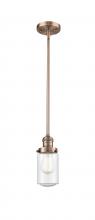  201S-AC-G314 - Dover - 1 Light - 5 inch - Antique Copper - Stem Hung - Mini Pendant