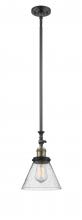  206-BAB-G44 - Cone - 1 Light - 8 inch - Black Antique Brass - Stem Hung - Mini Pendant