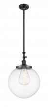  206-BK-G202-14 - Beacon - 1 Light - 12 inch - Matte Black - Stem Hung - Mini Pendant