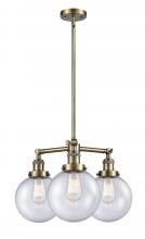  207-AB-G204-8 - Beacon - 3 Light - 22 inch - Antique Brass - Stem Hung - Chandelier