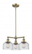  207-AB-G74 - Bell - 3 Light - 22 inch - Antique Brass - Stem Hung - Chandelier