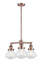  207-AC-G324 - Olean - 3 Light - 19 inch - Antique Copper - Stem Hung - Chandelier