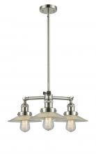  207-PN-G2 - Halophane - 3 Light - 22 inch - Polished Nickel - Stem Hung - Chandelier