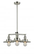  207-PN-M1-PN - Railroad - 3 Light - 19 inch - Polished Nickel - Stem Hung - Chandelier