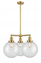  207-SG-G202-10 - Beacon - 3 Light - 24 inch - Satin Gold - Stem Hung - Chandelier