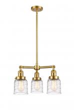  207-SG-G513 - Bell - 3 Light - 19 inch - Satin Gold - Stem Hung - Chandelier